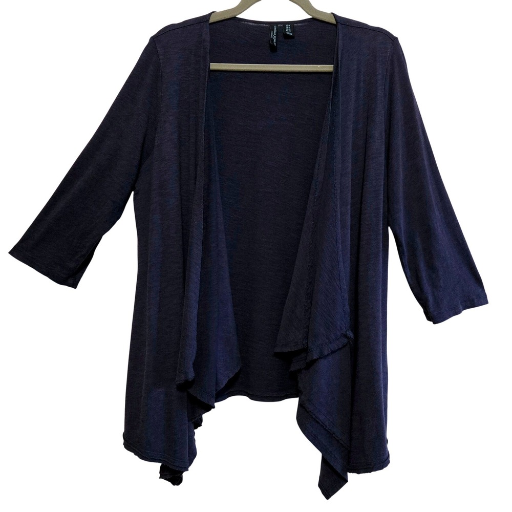 Cynthia Rowley Lagenlook Navy Blue Waterfall Cardigan Woman 1X Cotton Modal